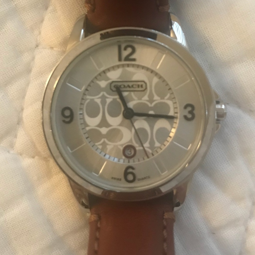 Coach brown leather watch